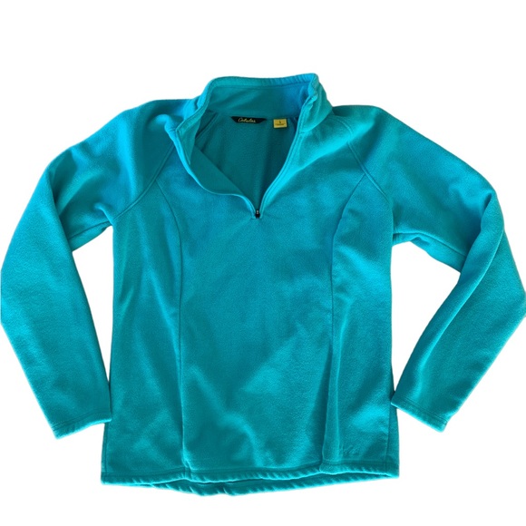 Cabelas Turquoise Fleece Quarter zip pullover - Picture 6 of 11